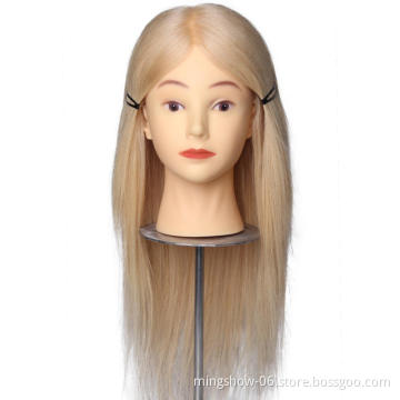 Hairdressing practice training head mannequin of natural hair